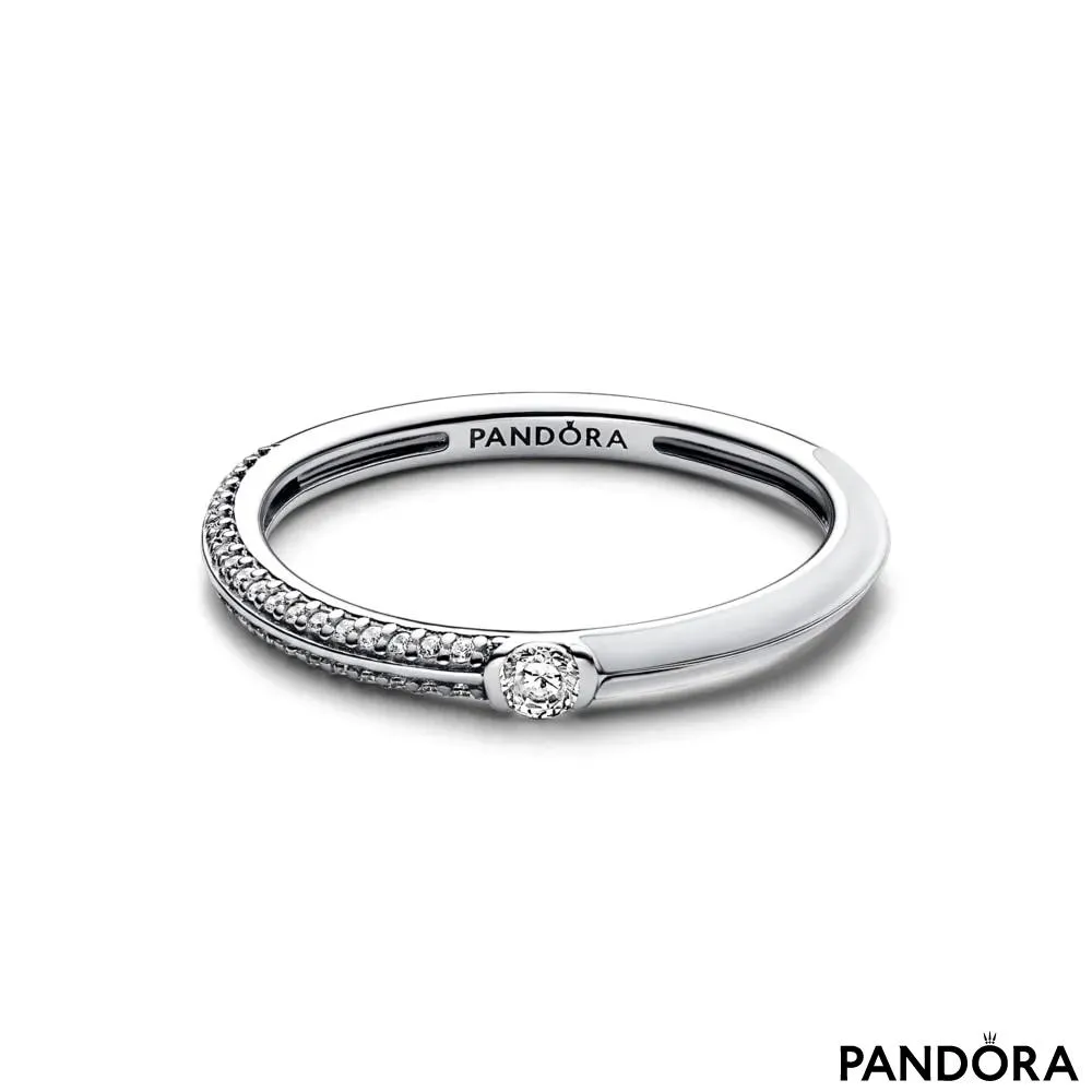 Prsten Pandora ME Pavé u beloj dvostrukoj varijanti 