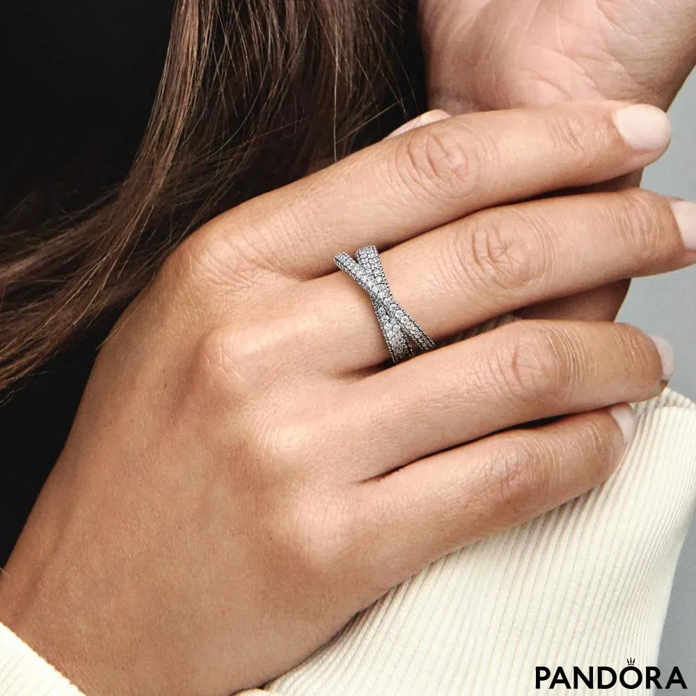 Pandora Timeless pave dvostruko ukršteni prsten 