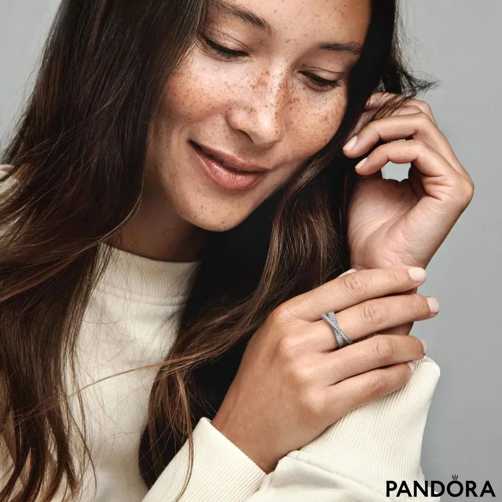 Pandora Timeless pave dvostruko ukršteni prsten 