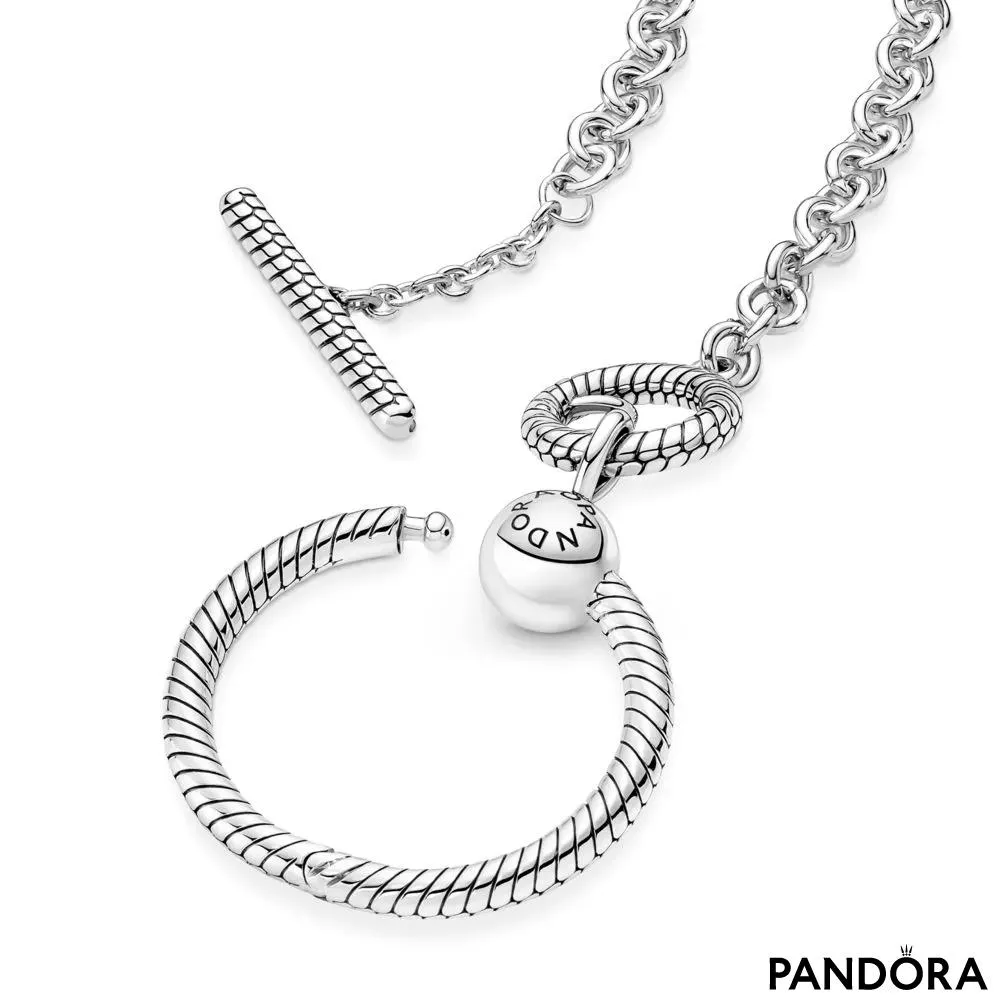 Ogrlica Pandora Moments sa T-pločicom i O privjeskom 