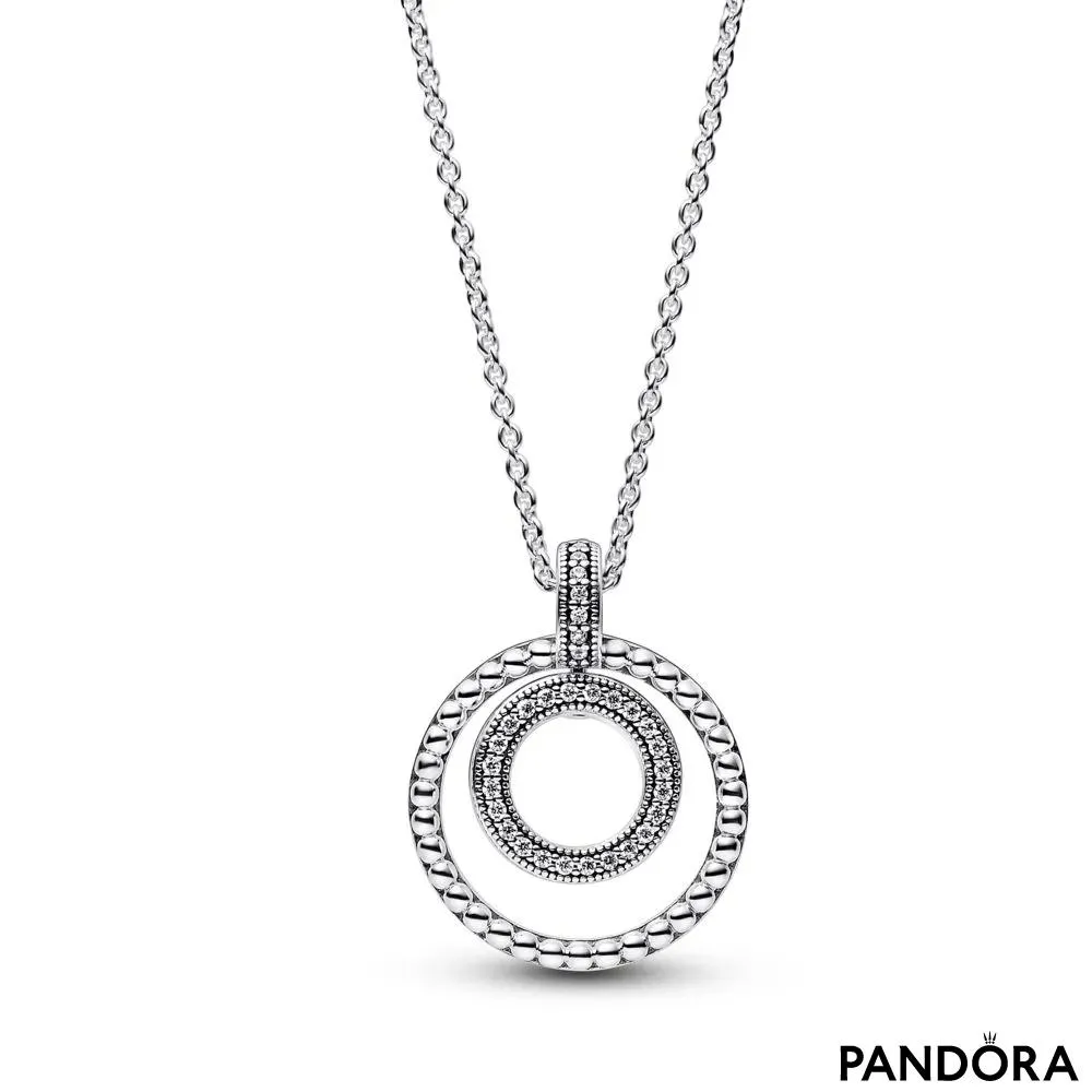 Privjesak i ogrlica Pandora Signature pavé i perlice 