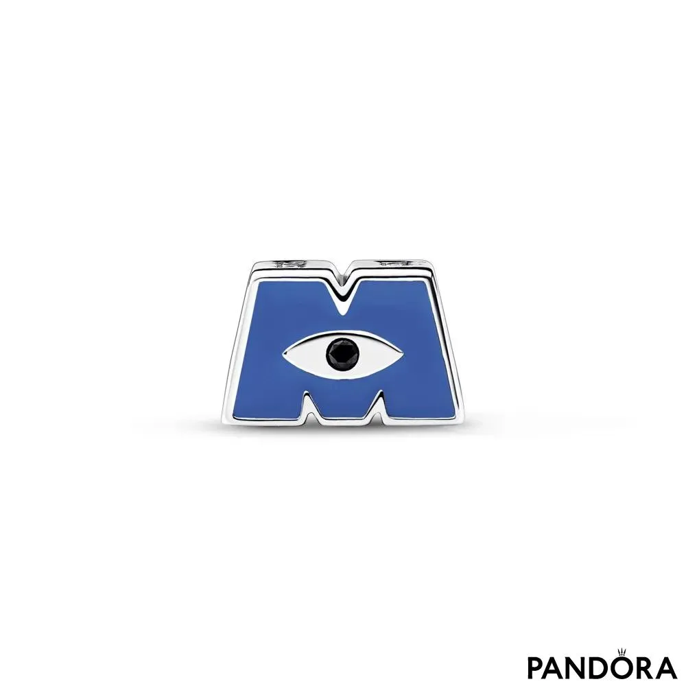 Privjesak Disney Pixar Monsters Inc logo od čistog srebra sa plavim emajlom i crnim kristalom 