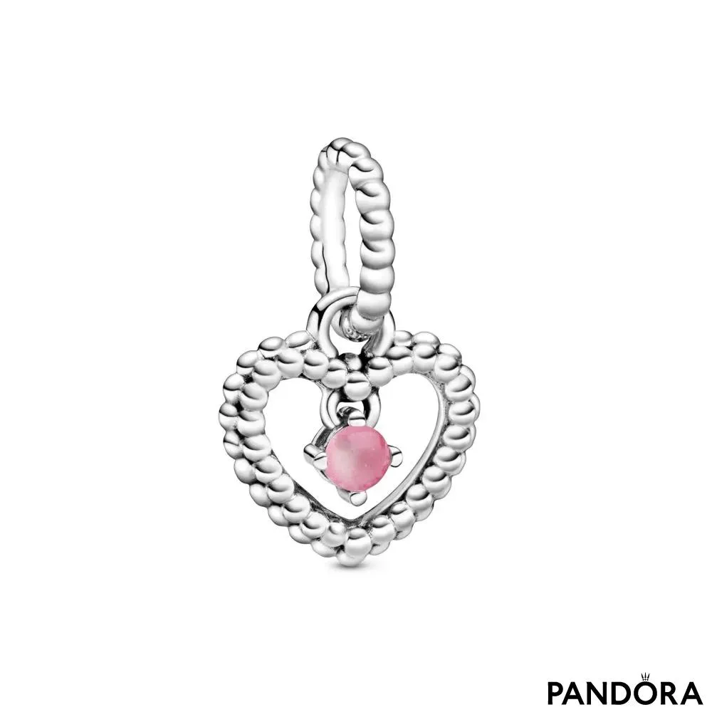 Viseći privjesak s kuglicama u obliku srca s nježno ružičastim kristalom 