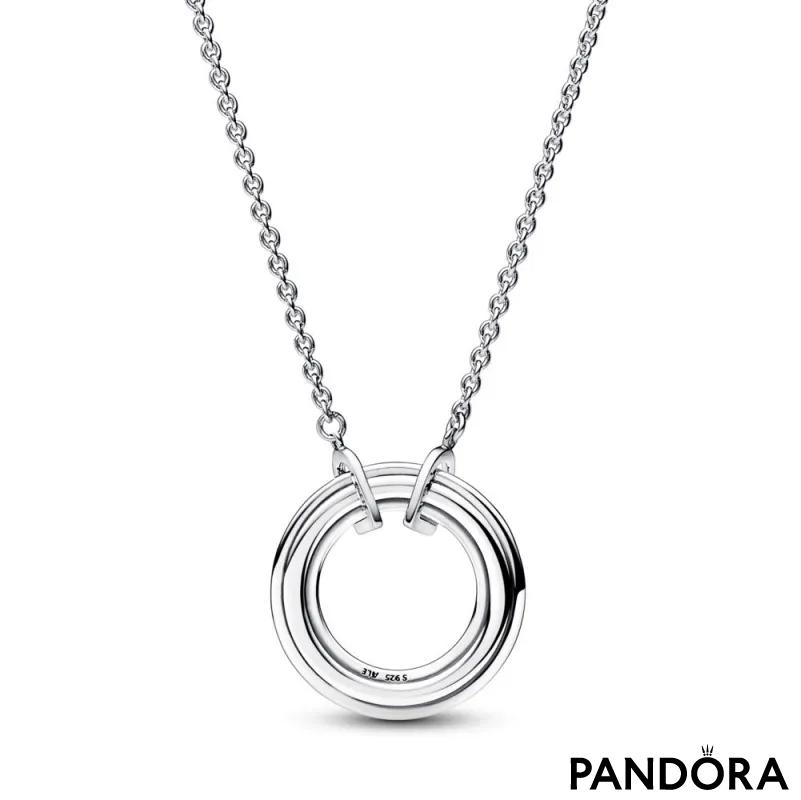 Ogrlica Pandora logo od čistog srebra sa 14k roze pozlatom i prozirnim kockastim cirkonima 