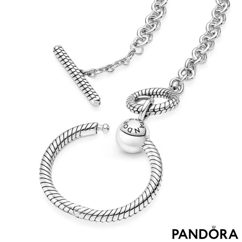 Ogrlica Pandora Moments sa T-pločicom i O privjeskom 