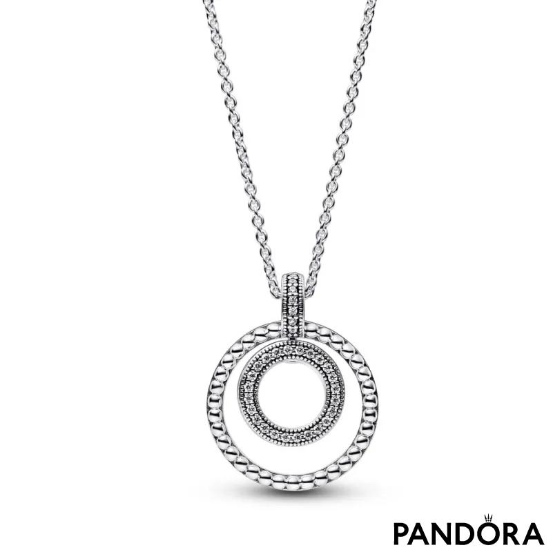 Privjesak i ogrlica Pandora Signature pavé i perlice 