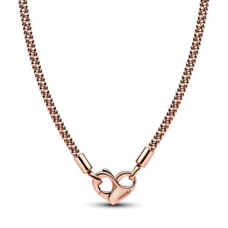 Ogrlica sa lancem od metalnih nitni sa srcem od 14k roze pozlate